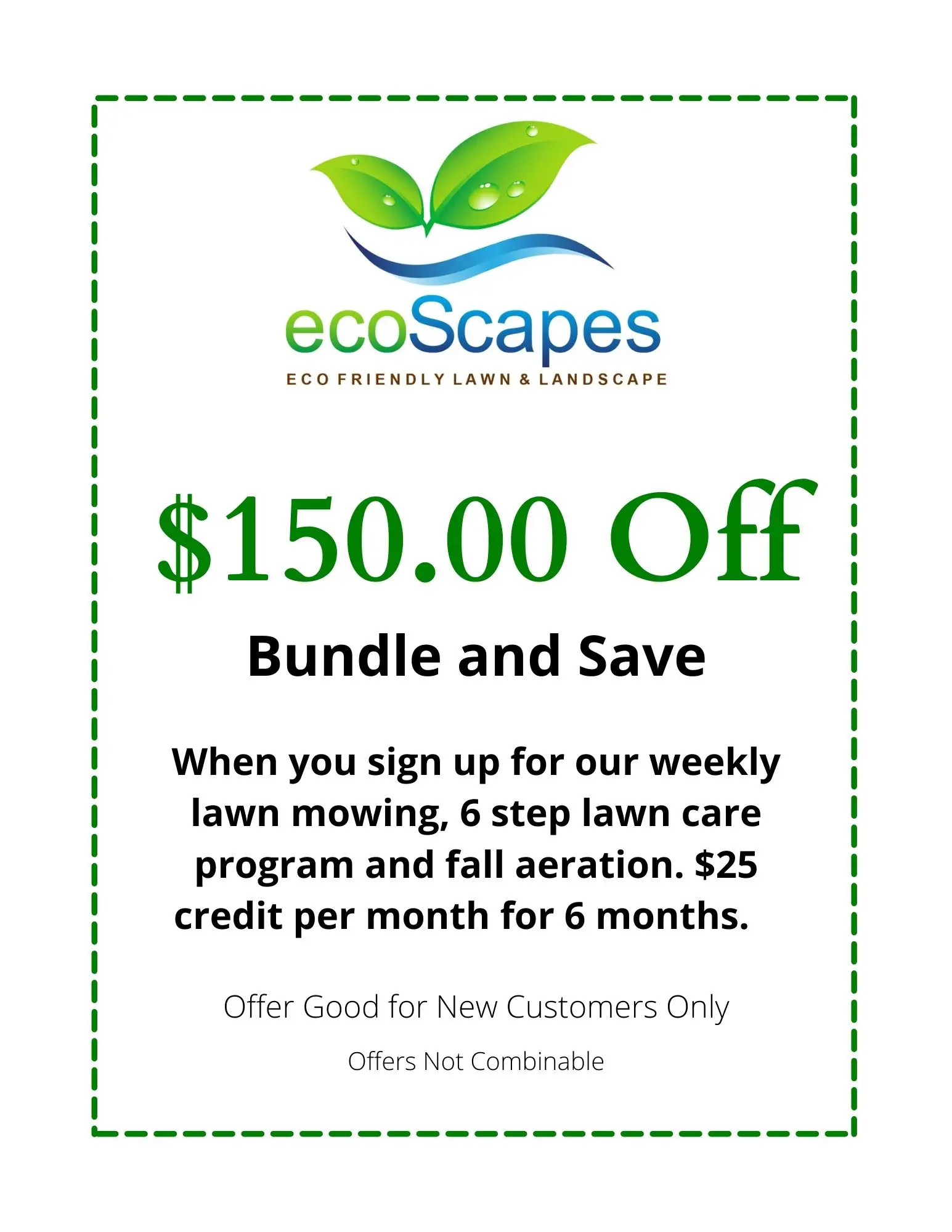 Bundle Lawn Services and save up to $150 Coupon by EcoScapes